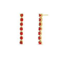 These Ruby Diamond Drop Earrings feature an alternating pattern of rubies and brilliant round diamonds, set in a drop style of 14K yellow gold. Diamonds Direct, Ruby Diamond, Diamond Drop Earrings, Round Diamonds, Ruby, Jewelry Earrings, Diamonds, Yellow Gold, Women Jewelry