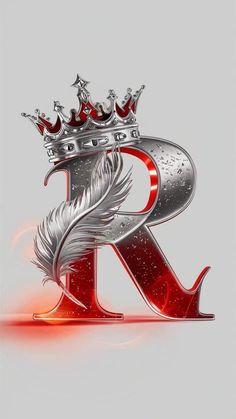 the letter k with a crown on top is shown in red and silver foiling