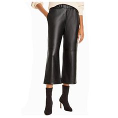 Brand New W/Tag Faux Leather Elastic Waist 30" Rise 15.25" Inseam 23" Sleek Wide-leg Leather Pants For Fall, Sleek Leather Bottoms For Fall, Sleek Wide Leg Leather Pants For Spring, Faux Leather Wide-leg Pants For Fall, Fall Wide-leg Faux Leather Pants, Chic Leather Bottoms, Fall Wide Leg Leather Pants For Night Out, Wide Leg Faux Leather Work Pants, High Waist Leather Bottoms For Fall