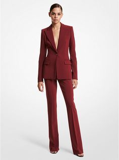 Georgina Stretch Pebble Crepe Blazer | Michael Kors Gala Dress, Work Pants Women, Outfit Styling, Pea Coats Women, Crepe Blazer, Coat Trends, Michael Kors Collection, Aesthetic Outfit, Menswear Inspired