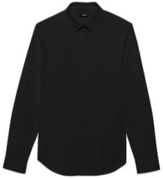 Slim Fit Dress Shirt With Button Closure For Fall, Classic Shirt With Seamless Collar For Workwear, Classic Workwear Shirt With Seamless Collar, Sleek Fitted Shirt With Buttons, Classic Formal Tops With Seamless Collar, Sleek Semi-formal Collared Shirt, Sleek Collared Semi-formal Shirt, Sleek Collared Shirt For Semi-formal Occasions, Sleek Fitted Shirt With Button Closure