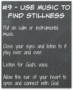 a poem written in chalk on a blackboard with the words, use music to find stillness