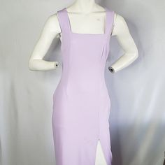 Ava & Esme Thank Square Neck Dress Lilac Square Neck Sleeveless Back-Zip Closure Front Split 96% Polyester/4% Elastane Lining: 100% Polyester Dry Clean Please Review Pictures Carefully. Stain On Front Of Dress. Purple Maxi Dress With Fitted Bodice For Summer, Summer Maxi Dress With Fitted Bodice In Purple, Summer Purple Maxi Dress With Fitted Bodice, Purple Fitted Dress With Straight Neckline, Summer Formal Sleeveless Dress With Square Neck, Formal Summer Sleeveless Dress With Square Neck, Formal Sleeveless Square Neck Summer Dress, Lavender Sleeveless Party Dress, Purple Fitted Sleeveless Midi Dress