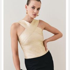 Brand New! Sold Out Online! Great Date Night Top! So Flattering Elegant Bandage Tops For Spring, Elegant Spring Bandage Tops, Elegant Bandage-style Tops For Spring, Stretch Bandage Tops For Parties, Spring Party Bandage Tops, Bandage Top For Summer Evenings, Bandage Tops For Evening In Summer, Bandage Evening Top For Summer, Summer Evening Bandage Top