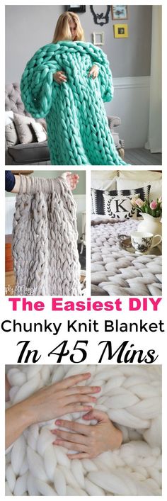 the easy diy chunk knit blanket is great for blankets