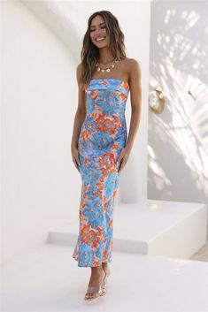 Fitted Light Blue Satin Midi Dress, Stretch Blue Maxi Dress With Floral Print, Fitted Blue Floral Print Maxi Dress, Fitted Blue Maxi Dress With Floral Print, Blue Strapless Fitted Midi Dress, Blue Fitted Maxi Dress For Brunch, Fitted Blue Maxi Dress For Brunch, Blue Fitted Strapless Midi Dress, Fitted Satin Dresses For Vacation