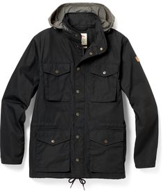 Whether you're hanging around camp or running errands around town  the men's Fjallraven Raven jacket is a throw-on-and-go option with a durable design that is great for casual outdoorsy activities. Fall Utility Jacket With Detachable Hood For Hiking, Fall Hiking Utility Jacket With Detachable Hood, Functional Sport Coat With Adjustable Hood For Fall, Fall Parka With Detachable Hood For Outdoor Work, Casual Waterproof Outerwear For Adventure, Fall Sport Coat With Adjustable Hood For Outdoors, Fall Sport Coat With Adjustable Hood For Outdoor Activities, Midweight Outerwear With Pockets For Hiking, Urban Outerwear With Functional Pockets For Outdoor Activities