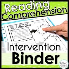 a hand pointing to an information bind with the words reading comprehension