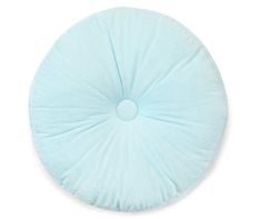 a light blue round pillow on a white background