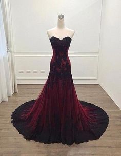 Dress Long Formal, Evening Dress Long, Long Formal Dress, Sweetheart Prom Dress, Red Evening Dress, Dress Chiffon, Gothic Wedding, Black Wedding Dresses