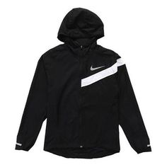 Nike Sports Training Quick Dry hooded Jacket Black 933836-010 (Men's) Functional Sports Hooded Jacket, Sporty Hooded Outerwear For Running, Nike Athleisure Hoodie For Running, Functional Running Outerwear With Drawstring Hood, Functional Hooded Running Outerwear, Functional Outerwear With Drawstring Hood For Running, Functional Hooded Outerwear For Running, Nike Sportswear Hooded Jacket For Sports Season, Nike Running Hoodie Sportswear