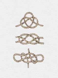 three different knots are shown in this drawing