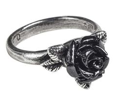 Token of Love Black Rose Ring Black Rose Ring, Cast Rings, Pewter Ring, Casual Rings, Steam Punk Jewelry, Edwardian Jewelry, Rose Leaves, Leather Wristbands, Gothic Rings