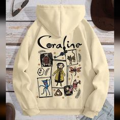 Coraline Sweatshirt With Hood And Pockets. New Without Tags And Tried On. A Loose 26 1/2 Inches Across Chest. The Fabric Feels Amazing. Very Comfy And Cozy. It Fits True To Size As Well. Selling For The Same Amount I Paid Coraline Converse, Coraline Hoodie, Coraline Clothes, Coraline Sweatshirt, Etsy Hoodies, Animal Comics, Random Wallpaper, Hoodie For Women, Coraline