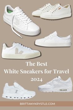 When it comes to finding that perfect white sneaker for travel, prioritize comfort. These are the 35 best white sneakers for women that blend comfort and style for maximum outfit versatility. From clean minimalist leather sneakers to casual canvas platforms, you’ll find the most chic comfortable white sneakers for daily wear, walking, & travel. Includes timeless classics & trending white shoes from Nike, Vejas, Hoka, Adidas, & more that are perfect to pack on your next trip! White Shoe Outfits For Women, Style White Sneakers Women, Outfits With White Shoes Sneakers, White Walking Sneakers, Comfort Sneakers Women, How To Style White Sneakers Outfit Ideas, White Fashion Sneakers Women, White Casual Shoes For Women, Women’s White Tennis Shoes