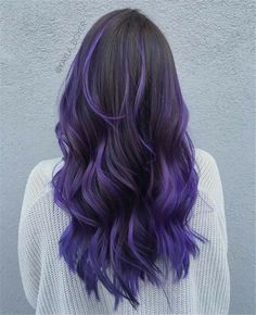 Purple Black Hair, Purple Hair Highlights, Purple Ombre Hair, Brown Ombre Hair, Black Hair Dye, Lilac Hair, Hair Dye Ideas, Hair Color Purple, Pinterest Hair