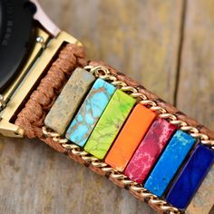 Be bold and creative in your style with the unique 7-color Samsung Galaxy Watch Band. Crafted for luxury, each band offers an exquisite combination of vibrant colors to elevate your look and make a statement. Material: Imperial Jasper. Watch strap is fully customizable and is perfect for small wrists and big wrists! For Samsung Galaxy watch 4/5 Returns: Money back guarantee (30 days free return) About Shipping: Your item will typically arrive in 7-14 days. Return Policy Contact us Trendy Leather Strap Jewelry, Handmade Multicolor Watch Accessories For Gift, Trendy Leather Strap Watch Bands As Gift, Trendy Handmade Watch Bands As Gift, Trendy Watch Accessories With Leather Strap As Gift, Trendy Multicolor Watches As Gifts, Adjustable Multicolor Watch Bands As Gift, Trendy Watches With Bracelet Strap For Gift, Trendy Handmade Watch Bands For Gift