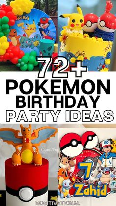 pokemon birthday party ideas including cake, cupcakes and decorations