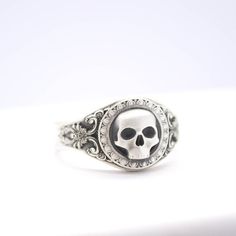 Micro Reaper Ring Small Skull Ring Sterling Silver Skull Ring | Etsy Gothic Pirate, Sterling Silver Skull Rings, Skull Rings, Dainty Style, Silver Skull Ring, Small Skull, Masonic Ring, Pirate Skull, Scroll Pattern