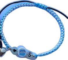 Blue Adjustable Friendship Bracelet With Custom Name, Trendy Adjustable Bracelets With Initials, Blue Heart-shaped Adjustable Charm Bracelet, Adjustable Blue Heart Charm Bracelet, Heart-shaped Letter Beads Charm Bracelet, Customized Heart-shaped Adjustable Bracelets, Customized Adjustable Heart Bracelets, Custom Name Adjustable Charm Bracelet For Friendship, Adjustable Heart Charm Bracelet With Letter Beads