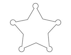 the outline of a star is shown in black and white, with three dots on each side