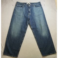 Elevate Your Style With These Urban Pipeline Loose Straight Jeans In Blue Denim. With A 5-Pocket Design And Accents Like Logo, Button, And Zipper, These Pants Have The Perfect Blend Of Style And Comfort. The Cotton Material With Medium Fabric Wash Ensures That They Can Be Machine Washed Easily. The Jeans Have A Size Of 42 Inches In The Waist And A 30-Inch Inseam. They Feature A Low Rise And Fit Loosely, Making Them Perfect For Any Season And Occasion. The Closure Is A Combination Of Zip And Butt Casual Big And Tall Medium Wash Jeans, Casual Dark Wash Jeans For Big And Tall, Casual Big And Tall Dark Wash Jeans, Big And Tall Medium Wash Denim Jeans, Big And Tall Straight Leg Denim Jeans, Big And Tall Blue Denim Jeans, Classic Denim Bottoms For Big And Tall, Classic Big And Tall Denim Bottoms, Classic Cotton Jeans For Big And Tall