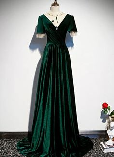 Forest Green Formal Dresses Short, Dark Green Velvet Dress Mid, Dark Green Floral Velvet Dress, Green Velvet Dress Vincent, Forest Green Victorian Dress, Forest Green Dresses Formal Accessories, Dark Green Velvet Indian Dress, Dark Green Wedding Dress Veaul, Short Dark Green Velvet Dresses