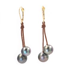 Fine Pearls and Leather Jewelry by Designer Wendy Mignot Cherries Black Tahitian Earrings Pearl Earrings Designs, Gypset Style, Tahitian Pearl Earrings, Black Pearl Earrings, Tahitian Pearl Necklace, Pearl Jewelry Design, Tahitian Black Pearls, Pearl Collection