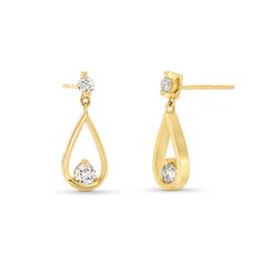 These Pear Drop Diamond Earrings feature 4 diamonds totaling approximately 0.70 carats set in 14K yellow gold. Drop Diamond Earrings, Diamonds Direct, Fine Jewelry Designers, Engagement Ring Wedding Band, Mens Jewelry Bracelet, Diamond Pendant Necklace, Pendant Bracelet, Diamond Drop Earrings, Diamond Bracelets