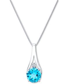 Shine brighter in the brilliance of blue topaz and diamonds on this polished white gold pendant necklace. Blue Diamond Necklace, White Gold Pendant Necklace, White Gold Pendant, My Babe, I Love Jewelry, Love Jewelry, Gold Pendant Necklace, Blue Diamond, Women Accessories Jewelry