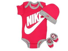 NIKE Nike Baby 3-Piece Set Style# LN0073 A4Y Rush Pink / White - Black Size: 0-6 Months Brand New in Original Box! They are limited and hard to find. All items are Guaranteed to be 100% AUTHENTIC! ALL OFFERS WILL BE CONSIDERED! Please check out all the photos before bidding/buying. All items come from a  SMOKE FREE and PET FREE environment! If you have any questions please contact us before you purchase the item. Thank You! SneakerPickers Selling New & Used Footwear Since 1999! U.S. SHIPPING: All items are shipped via USPS Priority Mail. Rates are calculated according to your location. All items are shipped out the next business day ( excludes weekends and holidays ). All items are DOUBLE BOXED and professionally packed to ensure your item arrives the same way it left our warehouse. INTERN New Born Clothes, Clothes Nike, Baby Boy Outfits Swag, Heat Rash, Baby Nike, Nike Branding, Newborn Baby Clothes, Nike Baby, Luxury Baby