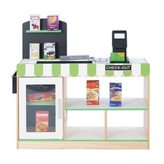 a check out counter with various items on it