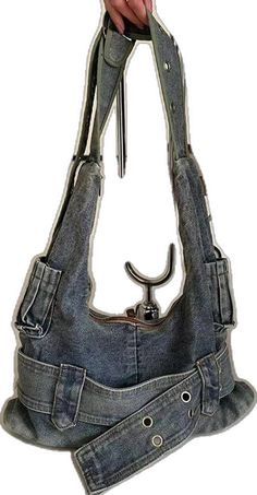 Washed Denim Buckle Shoulder Bag - Denim Blue Crossbody Shoulder Bag With Pockets, Denim Hobo Shoulder Bag With Adjustable Strap, Casual Dark Wash Shoulder Bag With Adjustable Strap, Denim Hobo Shoulder Bag With Pockets, Denim Shoulder Hobo Bag With Pockets, Denim Hobo Tote Bag With Pockets, Casual Denim Hobo Bag With Adjustable Strap, Denim Blue Hobo Shoulder Bag, Denim Shoulder Bag With Pockets In Medium Wash