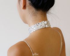 Item number: Rhinestone Bridal Choker Necklace #119 Made To Order, Custom Order Each crystal is applied by hand, perfect for the a glamorous bride. This beautiful rhinestone bridal choker necklace is adored with intricate rhinestone crystals and beads, and it is very comfortable to wear. Color: white, light ivory, ivory Materials: rhinestone, beads, tulle and satin Width: 1 inch (2.5 cm) Length : please send me your neck measurement when you order this bridal choker How to wear your choker neckl Wedding Dress Necklace, Wedding Gloves, Bridal Choker, Rhinestone Choker, Rhinestone Bridal, Rhinestone Necklace, Bridal Necklace, Crystal Rhinestone, Diamond Bracelet