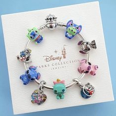 Stitch Jewelry Disney, Pandora Disney Charm Bracelet, Pandora Bracelet Charms Ideas Disney, Lilo And Stitch Jewelry, Pandora Bracelet Stitch, Stitch Disney Stuff, Stitch Gifts Disney, Pandora Bracelet Disney, Pandora Disney Bracelet