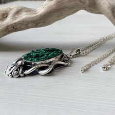 Raw Malachite, Big Pendant, Malachite Necklace, Filigree Necklaces, Raw Stone, Necklace Vintage, Armenia, Necklace For Women, Gemstone Pendant