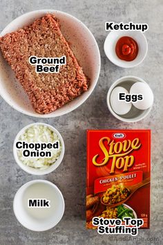 the ingredients needed to make this recipe include ground beef, rice and eggs