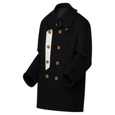 LOUIS VUITTON® - Graphic Accent Coat - Black Women Louis Vuitton, Louis Vuitton Official, Double Breasted Coat, Coat Black, Winter Essentials, Lambskin Leather, Black Coat, Women Collection, Latest Design