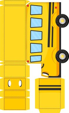 a yellow school bus cut out from the paper and ready to be used as an origami model