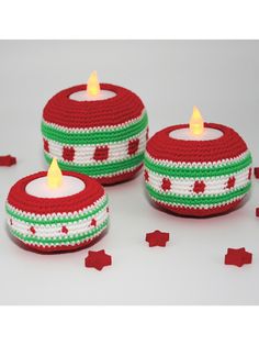 holiday tea lights Crochet Candle Holder, Crochet Candle, Octopus Crochet Pattern, Handmade Candle Holders, Christmas Crochet Pattern, Crochet Instructions, Holder Design, Tealight Candle Holders, Light Holder