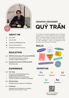 a resume for graphic designer with an image on the front and back cover, which is also