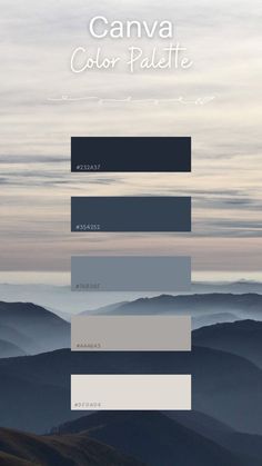 the color palette is shown with mountains in the background