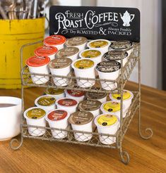 Roast Coffee K-Cup® Caddy - River Chic Designs K Cup Holders, Coin Café, Coffee Pod Holder, Coffee Stations, Coffee Bars In Kitchen, Coffee Storage, Coffee Stands, Coffee Bar Ideas, Home Coffee Bar