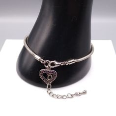 "Vintage Heart Charm Bracelet or Anklet on Silver Tone Snake Chain Measurement * 8-10\" unsigned Condition * Very nice condition. Gently used. Size: Womens 8-10\" Condition: Pre-Owned Good" Adjustable Heart Metal Anklets, Adjustable Heart-shaped Metal Anklet, Metal Charm Bracelet With Lobster Clasp And Snake Chain, Metal Charm Bracelet With Snake Chain And Lobster Clasp, Adjustable Chain Bracelet With Lobster Clasp For Valentine's Day, Heart-shaped Metal Anklets For Gift, Heart-shaped Metal Anklets As Gift, Vintage Heart, Heart Charm Bracelet