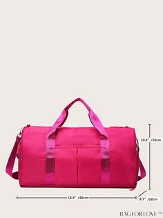 BagForLove - Waterproof Womens Travel Tote Bag - Large, Pink, and Stylish Product Description Color Hot Pink Pattern Type Plain Material Fabric Closure Type Zipper Type Duffel Bag Features High-capacity Strap Type Double Handle Bag Size Medium Composition 100% Polyester Size Chart INCH CM Bag Length Strap Length Bag Width Bag Height Handle Height Size 18.9 inch 47.2 inch 8.7 inch 10.2 inch 7.9 inch one-size Bag Length Strap Length Bag Width Bag Height Handle Height Size 48 cm 120 cm 22 cm 26 cm 20 cm one-size Details Pictures Similar Products h2 { text-align: center; } /* æ¢è¡ */ li{ white-space: normal; word-break: break-all; word-wrap: break-word; } .red-box { width: 100%; display: flex; flex-direction: row; flex-wrap: wrap; justify-content: center; } .red-box > div { width: 190px; hei Pink Large Capacity Casual Gym Bag, Practical Pink Bag With Pockets, Practical Pink Bags With Pockets, Casual Pink Nylon Travel Bag, Casual Pink Gym Bag With Large Capacity, Large Capacity Travel Bag For Sports, Pink School Bag With Water Bottle Pocket, Functional Duffle Bag With Pockets, Pink Nylon Travel Bag With Large Capacity