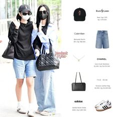 Calvin Klein Outfits Casual, Jennie Adidas, Jennie Calvin Klein, Jennie Chanel, Adidas Samba Og, Mom Shorts, Kpop Outfits