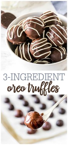 three ingredient oreo truffles on a plate with chocolates in the background