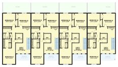 the floor plan for an apartment building with multiple floors and several balconies on each level