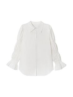 Sku CY-!145195 Material Polyester , >70%Cotton Style Puff Sleeves Feature Pleated , Split-joint , Solid Color Neckline Lapel Occasion Urban , Simple , Stylish Selection Seasons Spring , Summer , Autumn Type Blouses Color WHITE,BLACK Size One_size Please consult the size chart we provide for this item's measurements to help you decide which size to buy.Please note: There may be 1-3cm differ due to manual measurement. CMINCH Bust Waist Shoulder Sleeve Hemline Length One_size 130 138 37 63 140 74-7 Classic Lantern Sleeve Tops For Daywear, Fitted Balloon Sleeve Tops For Daywear, Casual White Blouse With Bishop Sleeves, White Bishop Sleeve Tops For Daywear, Classic Spring Tops With Bishop Sleeves, White Fall Balloon Sleeve Top, White Long Sleeve Puff Sleeve Top For Daywear, White Fitted Puff Sleeve Top With Lantern Sleeves, White Puff Sleeve Long Sleeve Top For Daywear