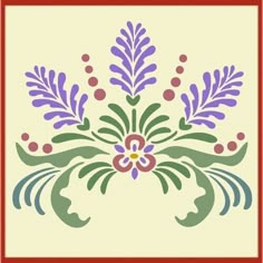 an image of a pattern with flowers and leaves in the center on a white background